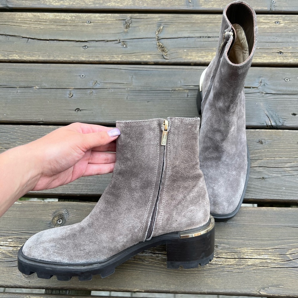 Jimmy Choo Gray Suede Ankle Boots. Size 38.5